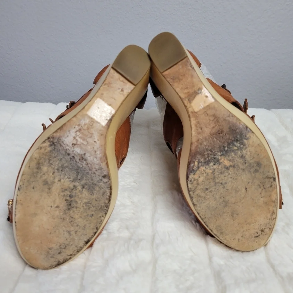 CYNTHIA VINCENT // jagger wooden platform leather gladiator wedge heels
